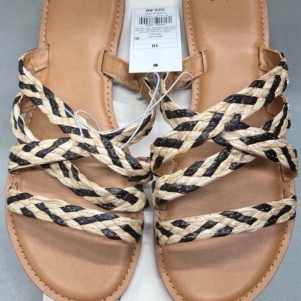 Braided Black and Tan Sandals